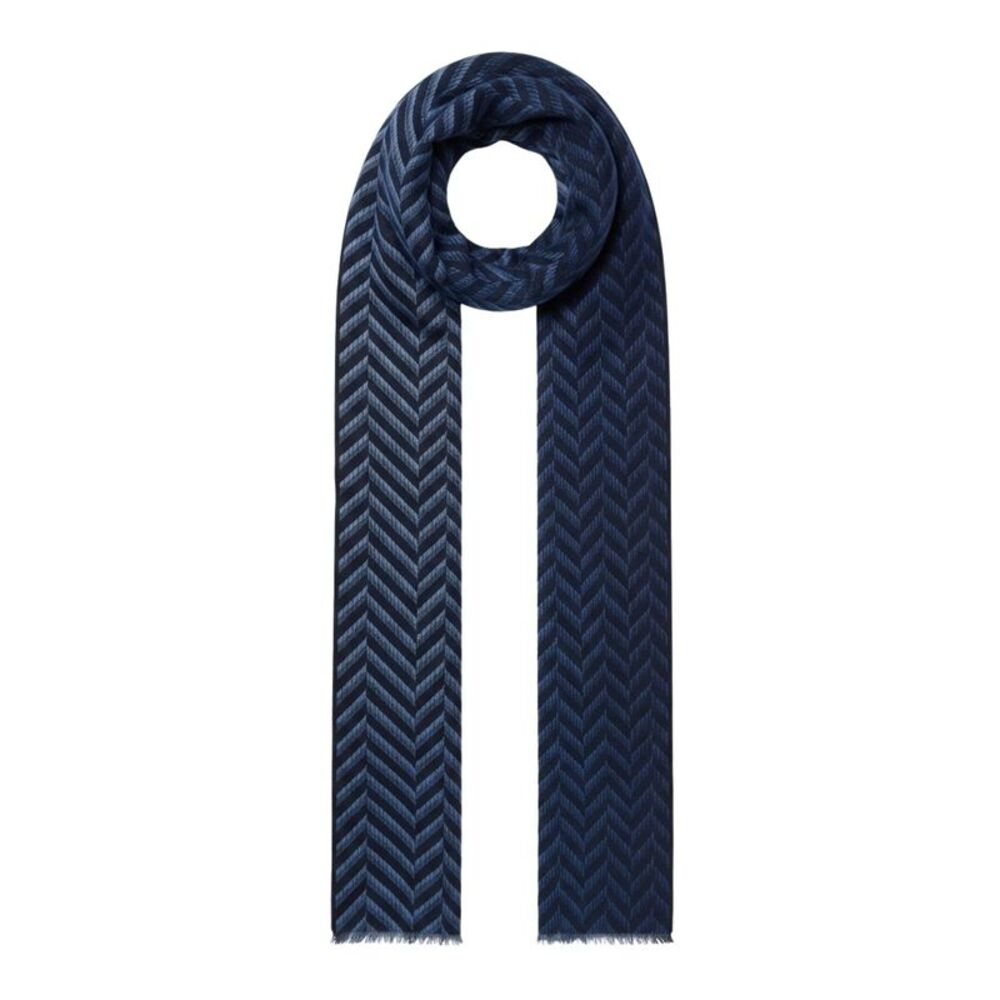 Missoni Navy Blue Classic Wool Blend Chevron Scarf